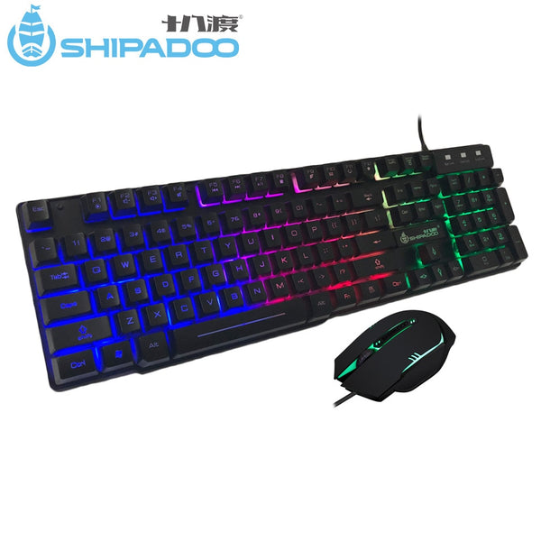 Wired Rainbow Lighting Keyboard with Ergonomic Keypad