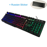 Wired Rainbow Lighting Keyboard with Ergonomic Keypad